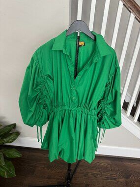 Pop Your Collar Mini Dress in Green -  Size Large